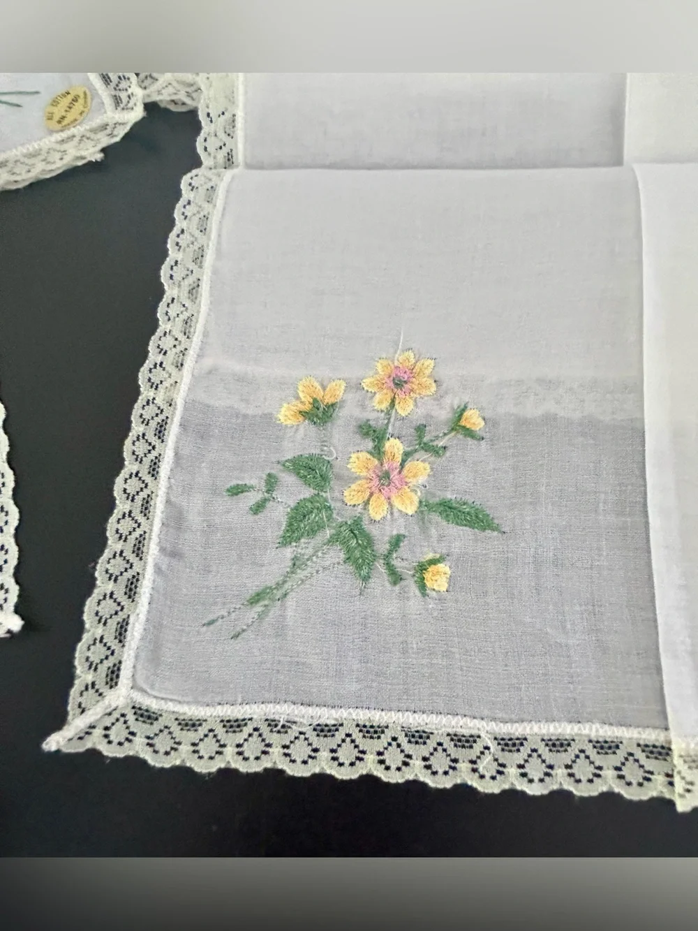 Vintage Embroidered Floral Handkerchiefs Lot of 8